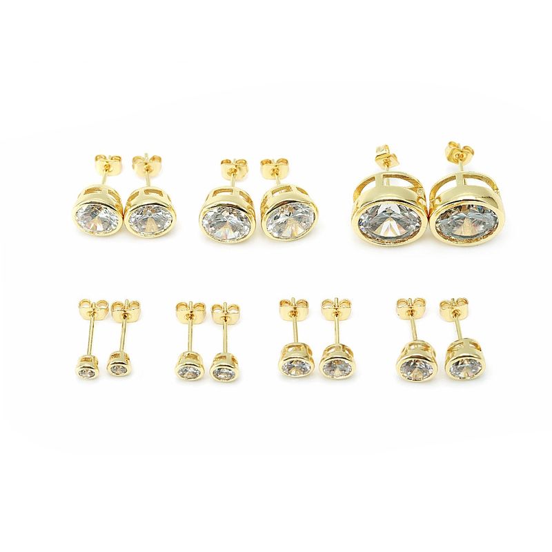 Fashion Round Single Diamond Copper Earrings Wholesale Nihaojewelry