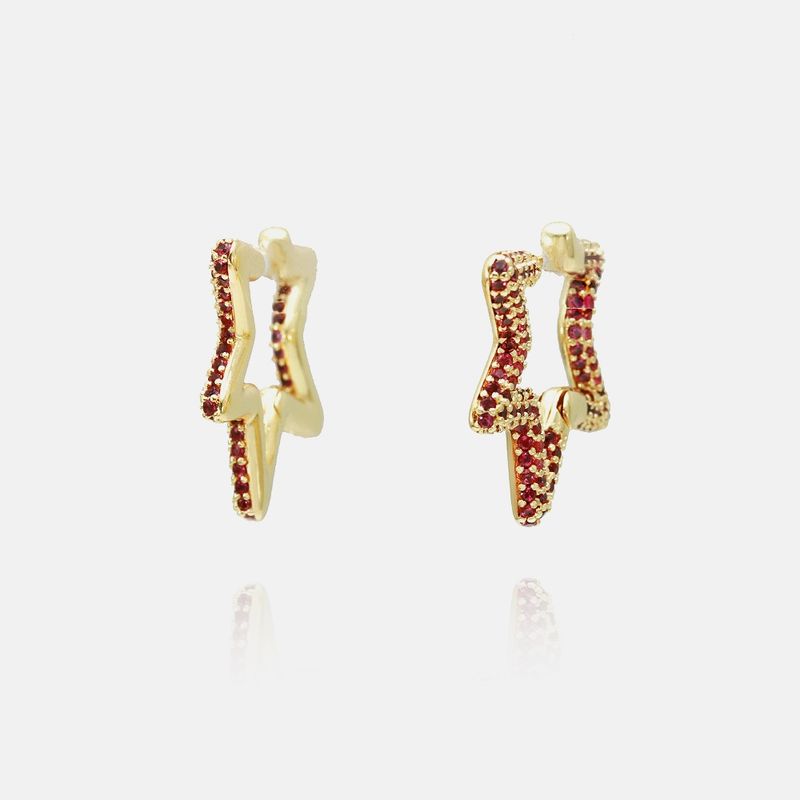 Boucles D&#39;oreilles Étoiles Plaquées Or Zircon Nouveau Style En Gros Nihaojewelry