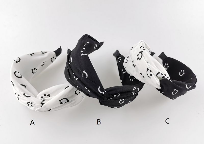 Bandeau De Visage De Sourire Noué De Mode Simple Noir Blanc En Gros Nihaojewelry