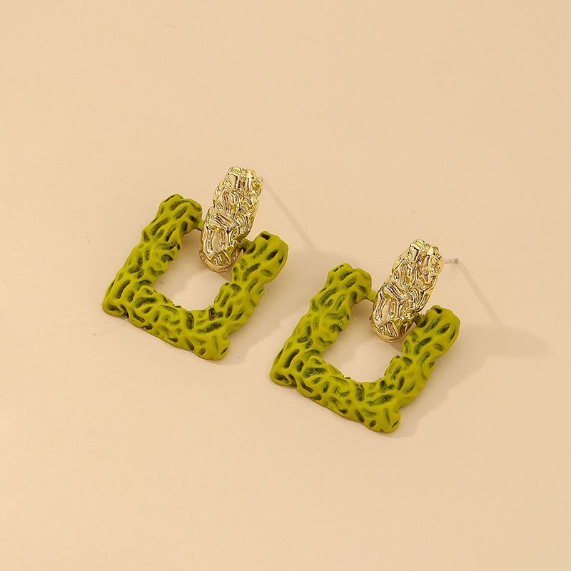 Fashion Geometric Butter Green Square Alloy Earrings Wholesale Nihaojewelry