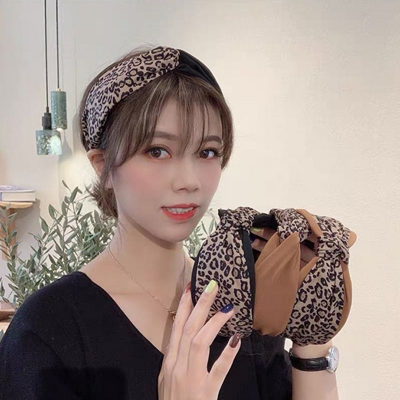 Diadema A Juego De Color Con Estampado De Leopardo Vintage Celebridad De Internet Coreana Moda Simple Color Mixto Horquilla De Moda Para Mujer