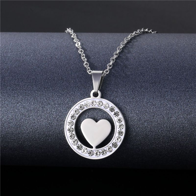 Fashion Inlaid Rhinestone Hollow Heart Necklace Wholesale Nihaojewelry