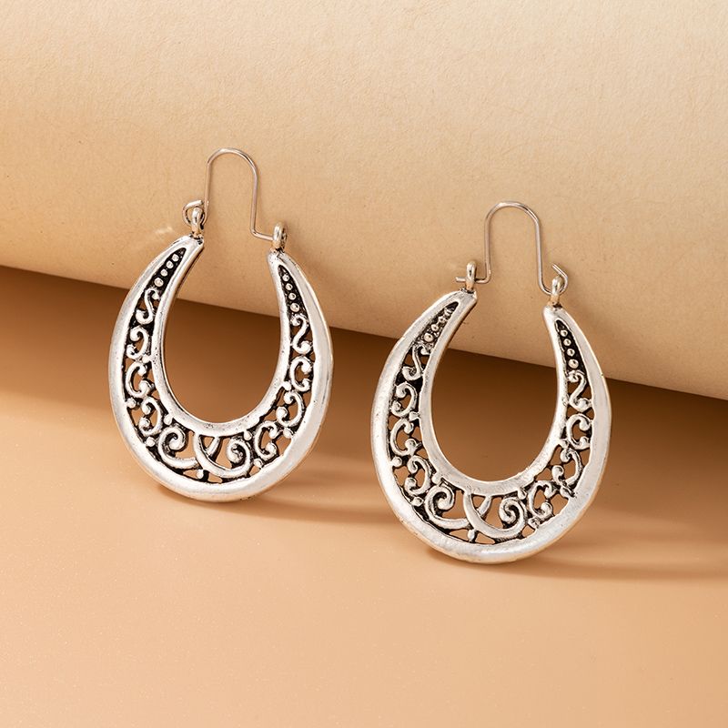 Boucles D&#39;oreilles En Forme De U Creux Géométriques Rétro Ethniques En Gros Nihaojewelry