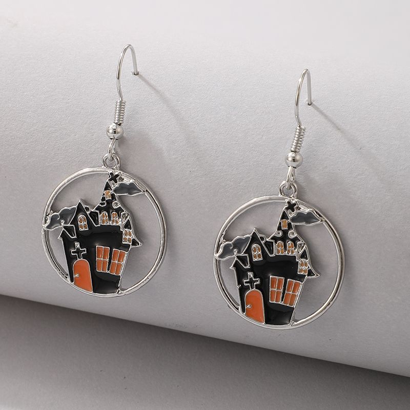 Halloween Black Castle Pendant Earrings Wholesale Nihaojewelry