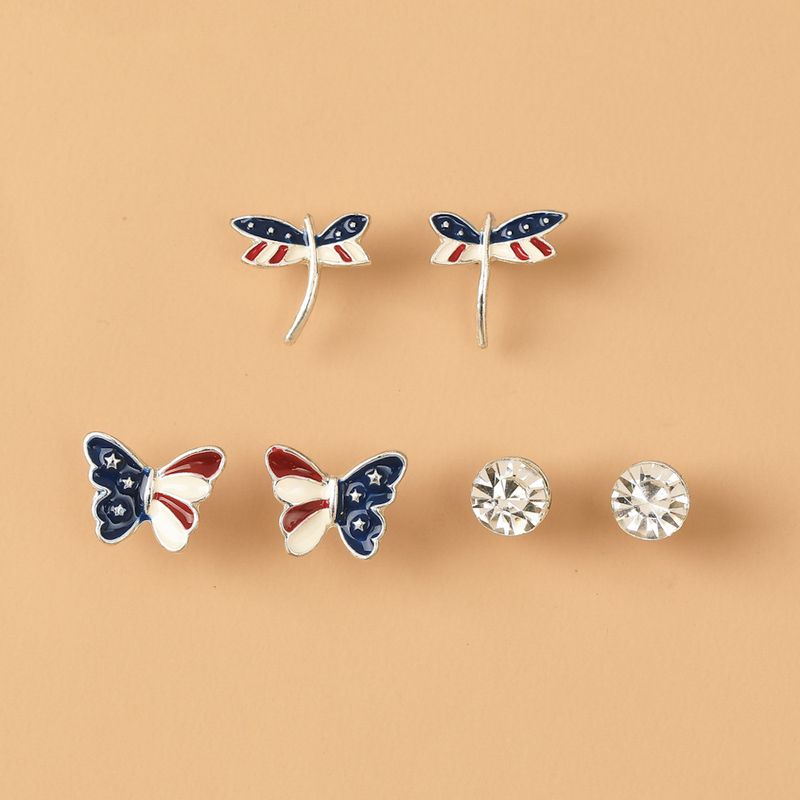 New Drop Oil Schmetterling Diamant Ohrringe Set Großhandel Nihaojewelry