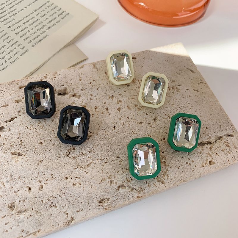 Retro Square Gem Stud Earrings Wholesale Nihaojewelry