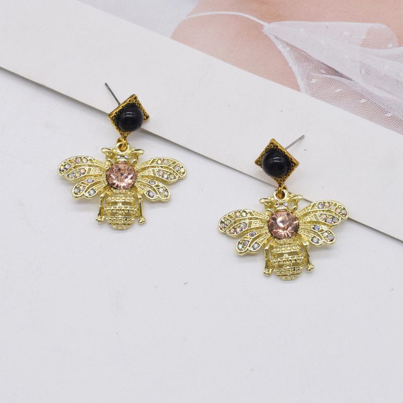 Creative Diamond-studded Cute Little Bee Earrings Wholesale Nihaojewelry