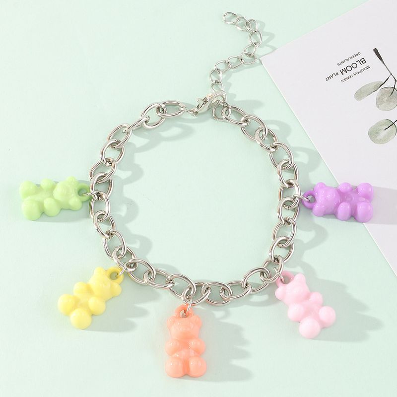 Retro Thick Chain Candy Color Resin Bear Bracelet Wholesale Nihaojewelry