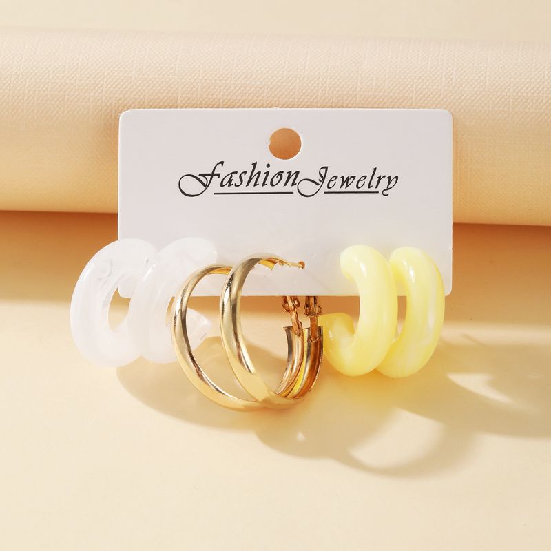 White Cream Yellow Acetate Earrings Set 3 Pairs Wholesale Nihaojewelry