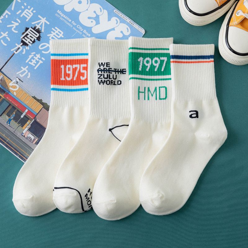 Korean Letter Printing Breathable Sweat-absorbent Cotton Socks Wholesale Nihaojewelry