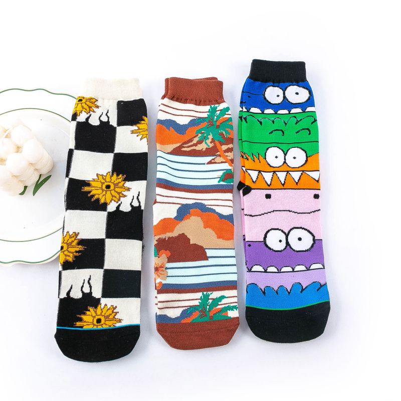 Mode Kontrast Farbe Cartoon Druck Sport Lange Socken Großhandel Nihao Schmuck