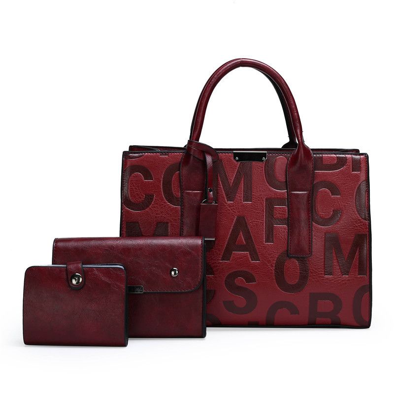 Letters Pattern Single Shoulder Messenger Handbag Three-piece Set Wholesale Nihaojewelry