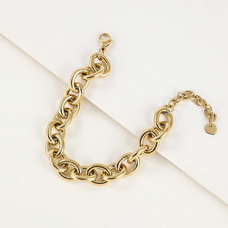 Ou Mo Simple New Jewelry Large O-shaped Titanium Steel Chain Tuhao Gold Stainless Steel Bracelet Ins Style Titanium Ornament