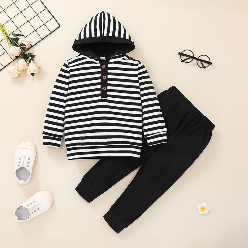 Fashion Pullover Two-piece Hooded Striped Pants Suit Wholesale Nihaojewelry