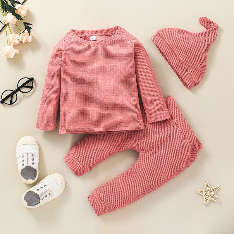 Children's Round Neck Solid Color Jacket Trousers Two-piece Set Wholesale Nihaojewelry