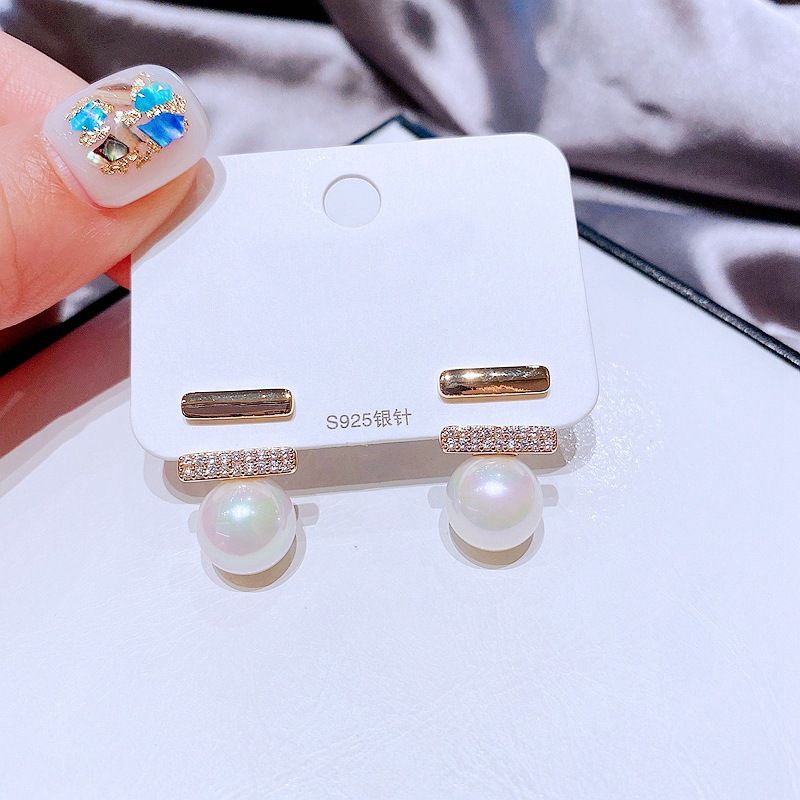 Simple Rear-hanging Pearl Word Metal Earrings Wholesale Jewelry Nihaojewelry