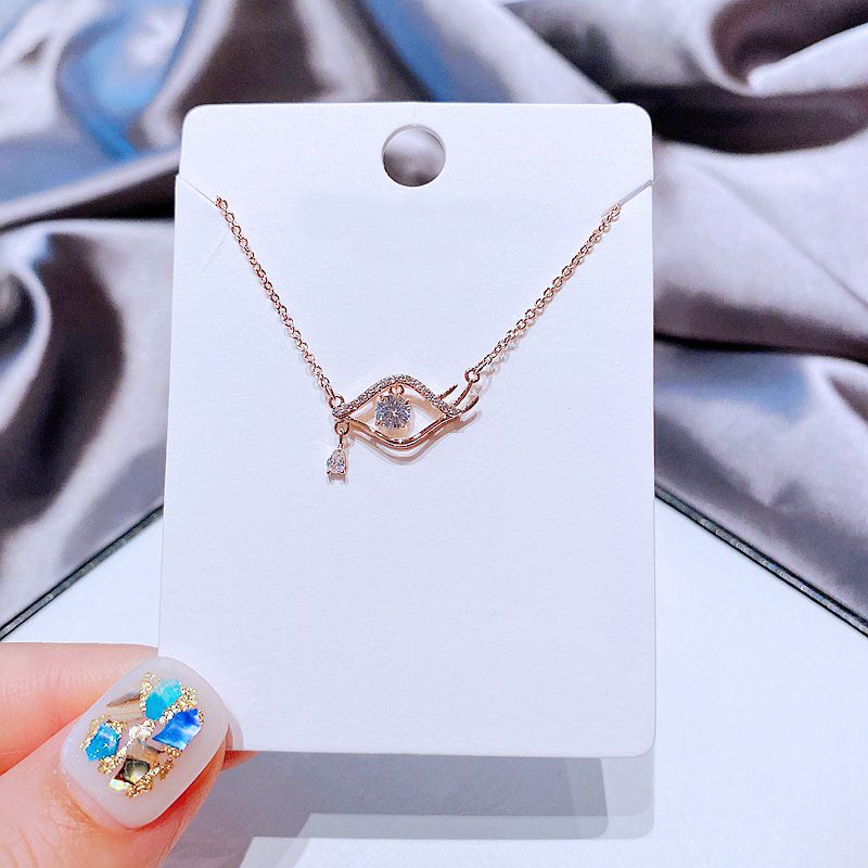 High-grade Ins Cool Style Fashion Zircon Tears Eye Clavicle Chain Graceful Personality Necklace For Women Cross-border Sold Jewelry