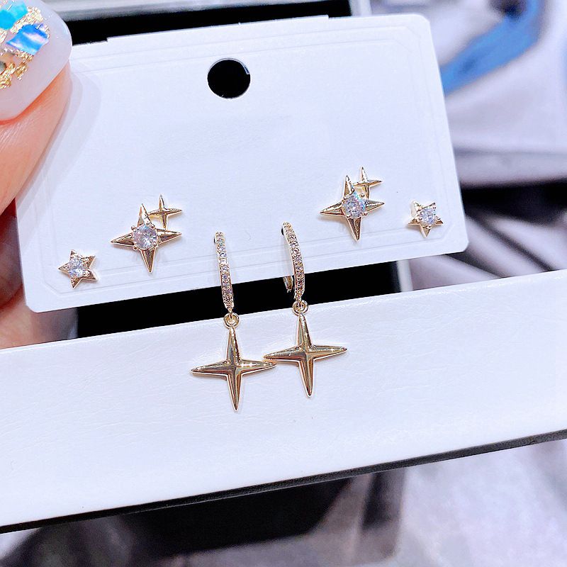 Inlaid Zircon Star Korean Style Earrings Set Jewelry Wholesale Nihaojewelry