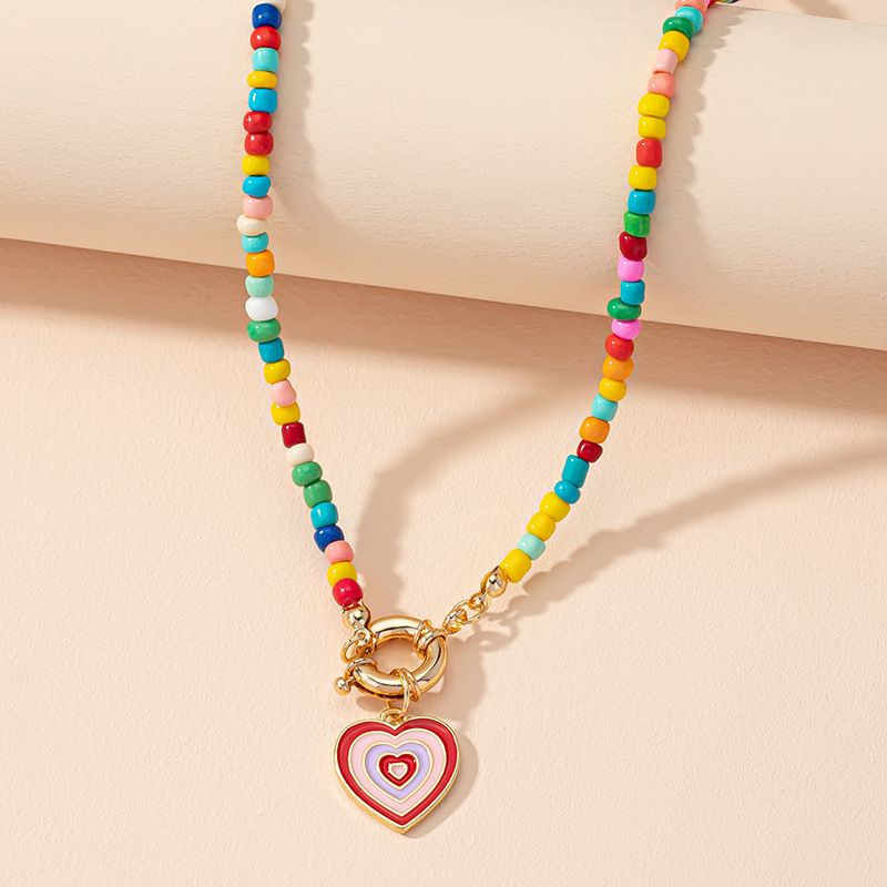 Hit Color Heart-shaped Pendant Necklace Wholesale Nihaojewelry