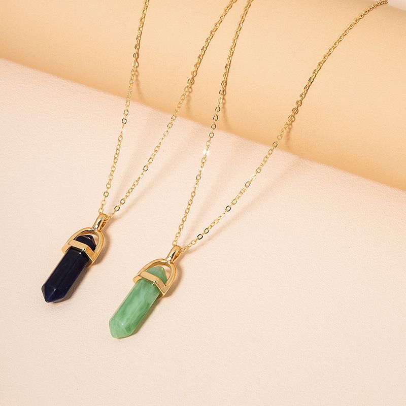 Simple Colorful Hexagonal Pillar Pendant Necklace Wholesale Nihaojewelry