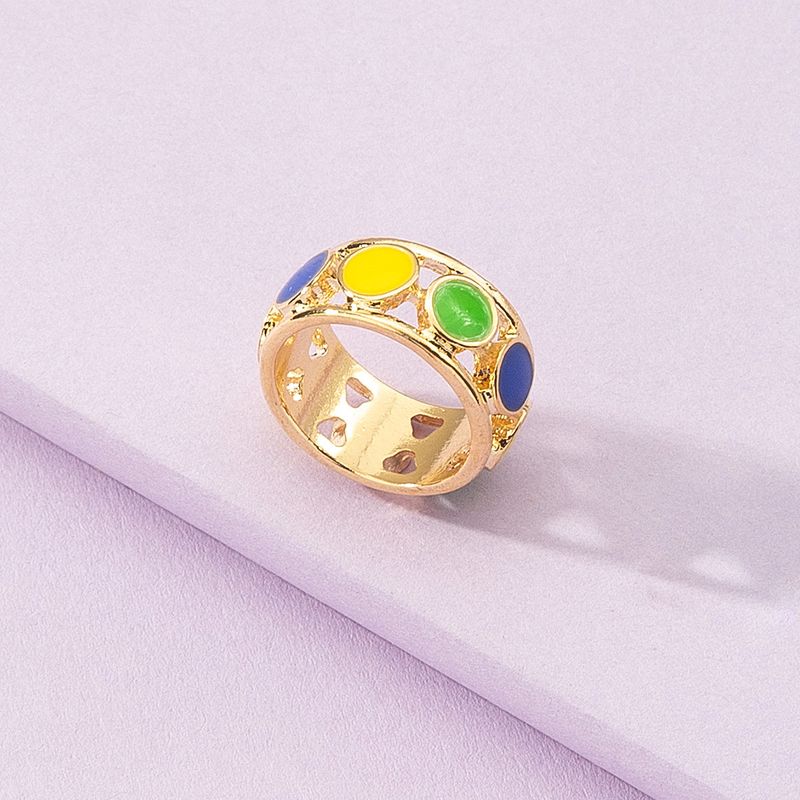 European And American Popular New Accessories Wholesale 1 Colorful Oil Necklace Ring Qingdao Jewelry Factory Hollow Ring