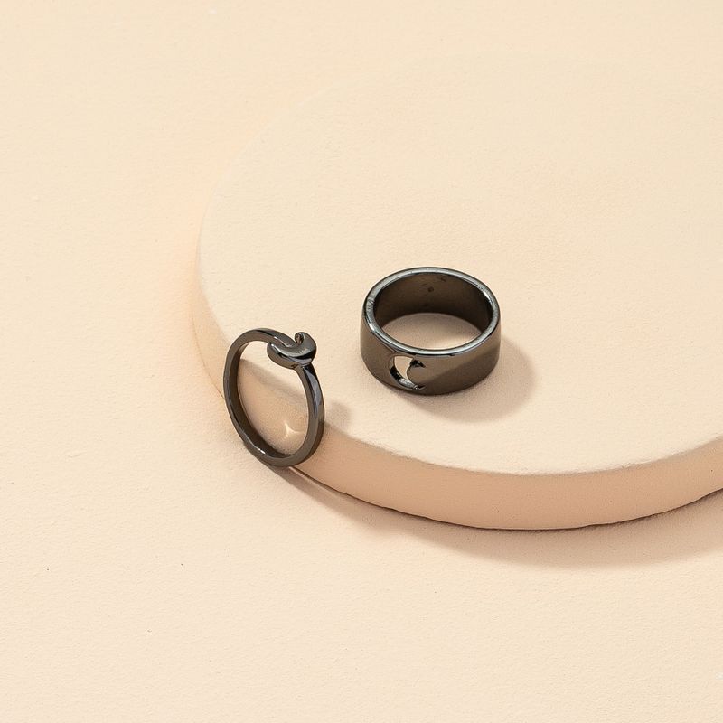 Japanese And Korean Crescent Sisters Ring Set Retro Minority Ring Minimalist Design Cold Wind Couple Couple Rings