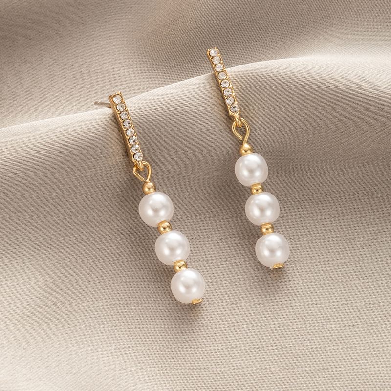 Koreanische Art Strass Perlen Anhänger Ohrringe Großhandel Nihaojewelry