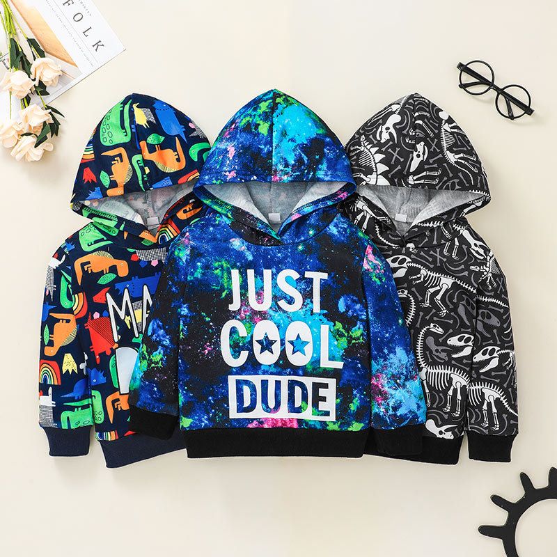 Children's Fashion Cartoon Printing Hooded Letters Sweater Wholesale Nihaojewelry