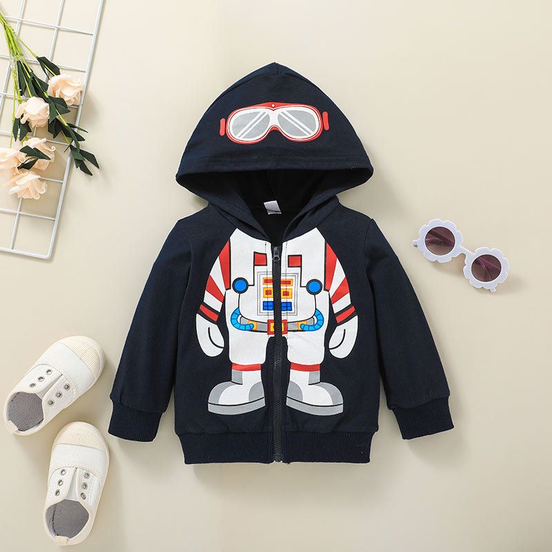 Casual Children's Hooded Cartoon Coat Zipper Jacket Wholesale Nihaojewelry