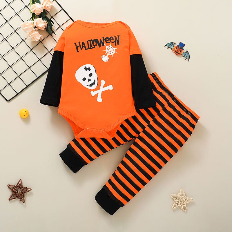 New Style Kinder Stram Pler Anzug 2021 Halloween Baby Lustige Einteilige Hose 2-teiliges Set Außenhandel Kinder Kleidung