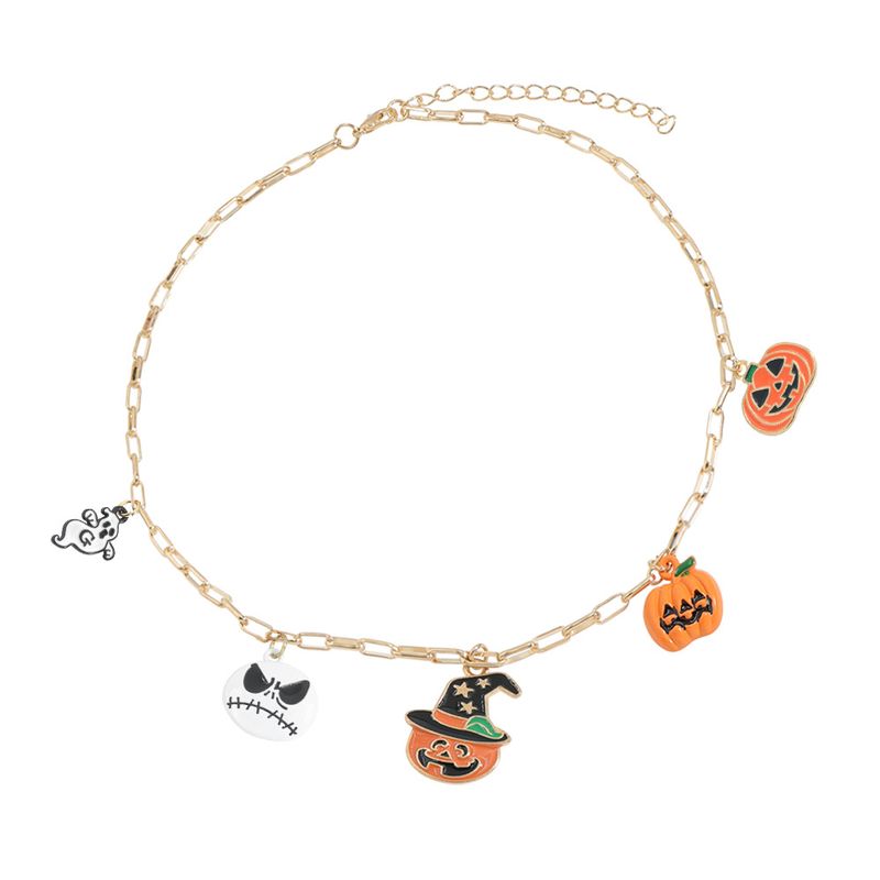 Halloween Cartoon Kürbis Öltropfen Geist Anhänger Halskette Großhandel Nihaojewelry