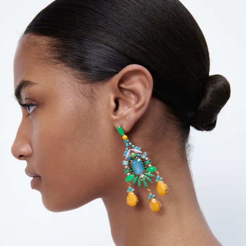 Color Drop Water Diamond Retro Resin Earrings Wholesale Jewelry Nihaojewelry