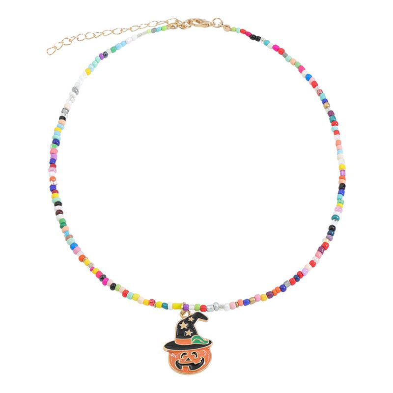 Drop Oil Cartoon Halloween Pumpkin Ghost Necklace Wholesale Nihaojewelry
