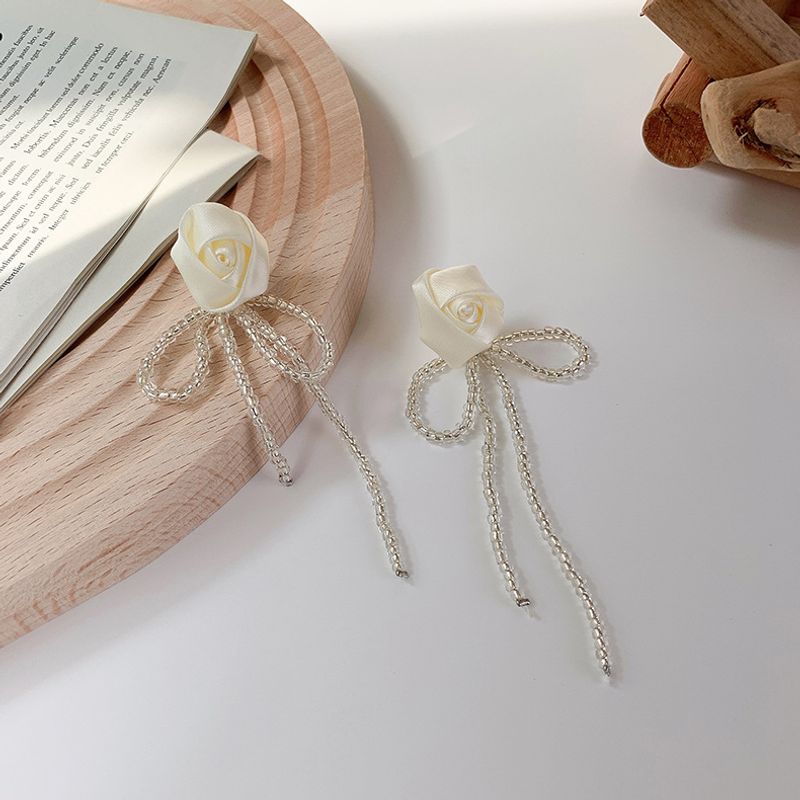Fashion Vintage Fabric Flower Bow Tassel Earrings Wholesale Nihaojewelry