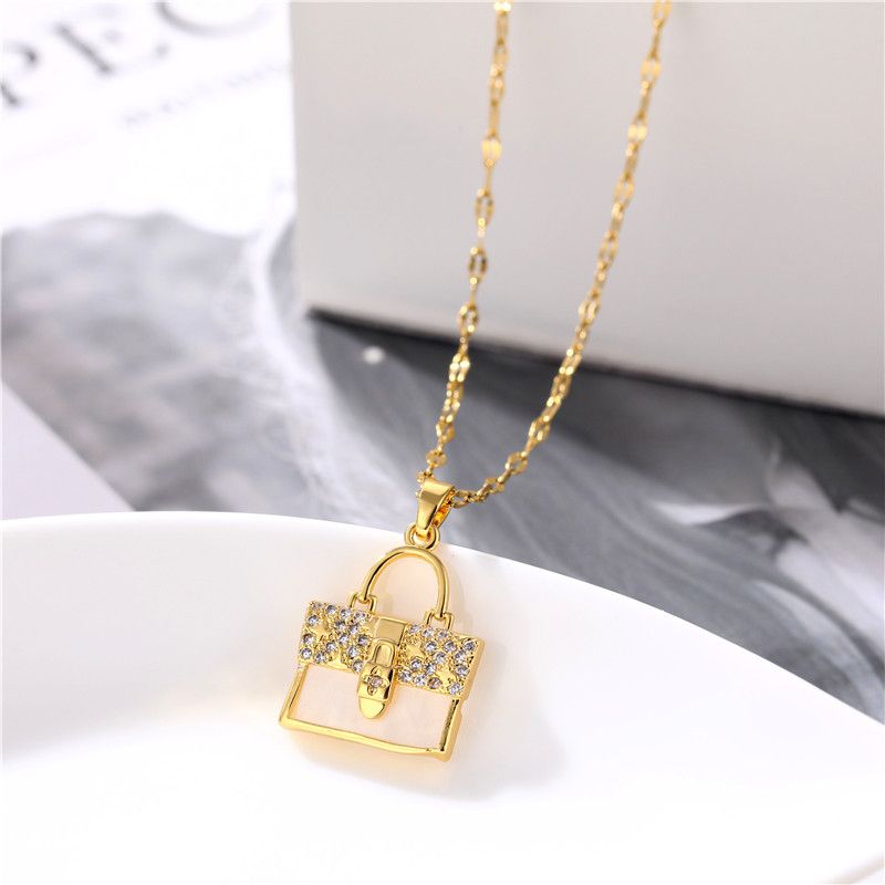 Handbag Copper Pendant Stainless Steel Chain Necklace Wholesale Nihaojewelry