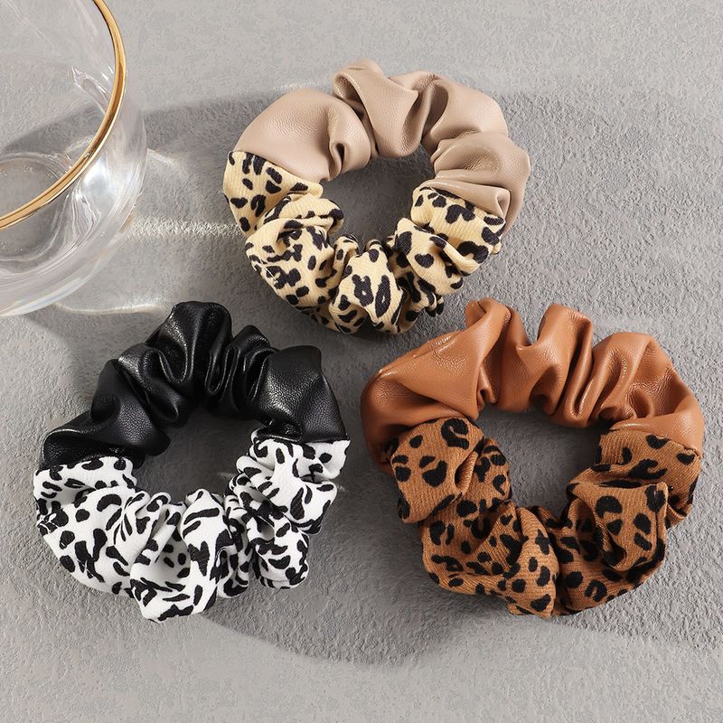 Korean Leopard Leather Hair Scrunchies Wholesale Nihaojewelry