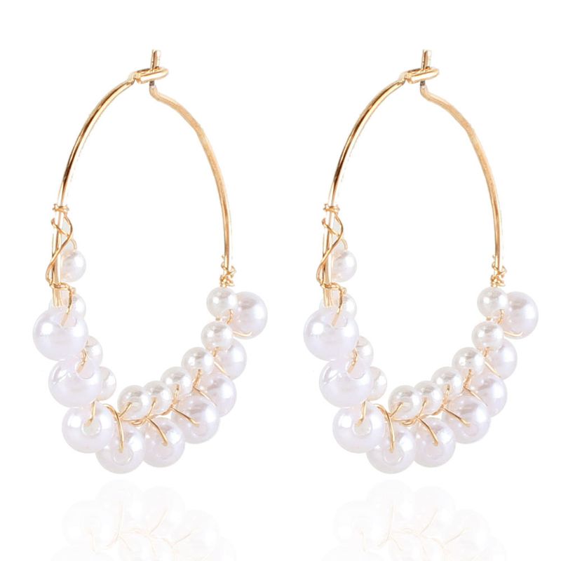 Ins Style Lady Fashion Geometric Alloy Inlaid Pearls No Inlaid Women's Earrings