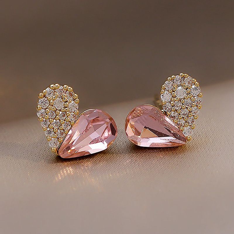 Fashion Small Crystal Diamond Heart Earrings Wholesale Nihaojewelry