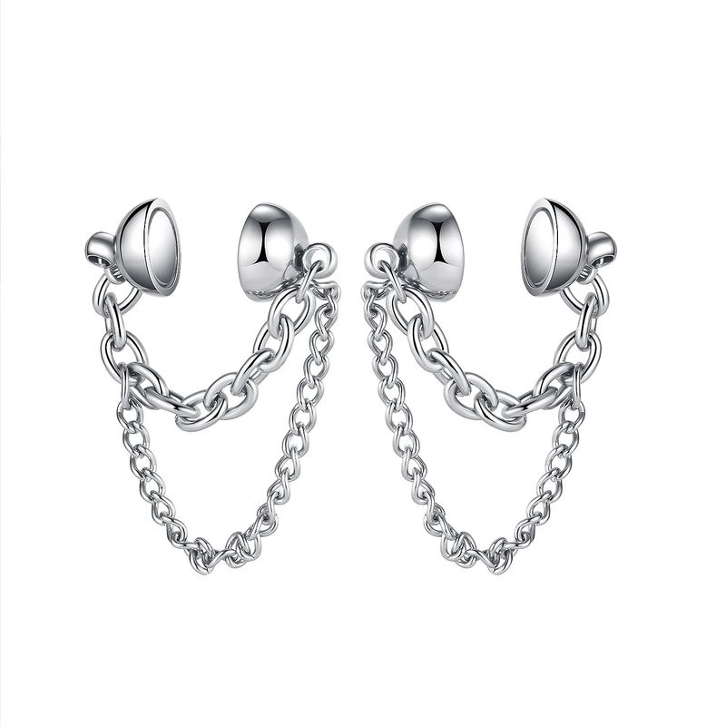 Nouvelles Boucles D&#39;oreilles En Zircone Incrustée En Acier Inoxydable À Double Couche Géométrique Simple En Gros Nihaojewelry
