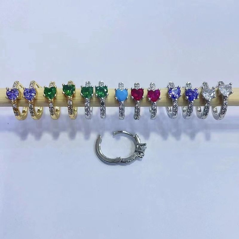 Clip D&#39;oreille En Cuivre Zircon Coeur Coréen En Gros Nihaojewelry