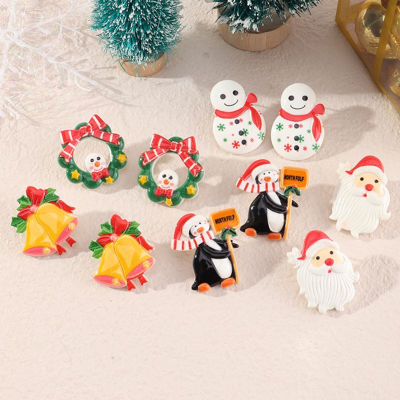 Cartoon Weihnachten Schneemann Glocke Harz Ohrringe Großhandel Schmuck Nihaojewelry