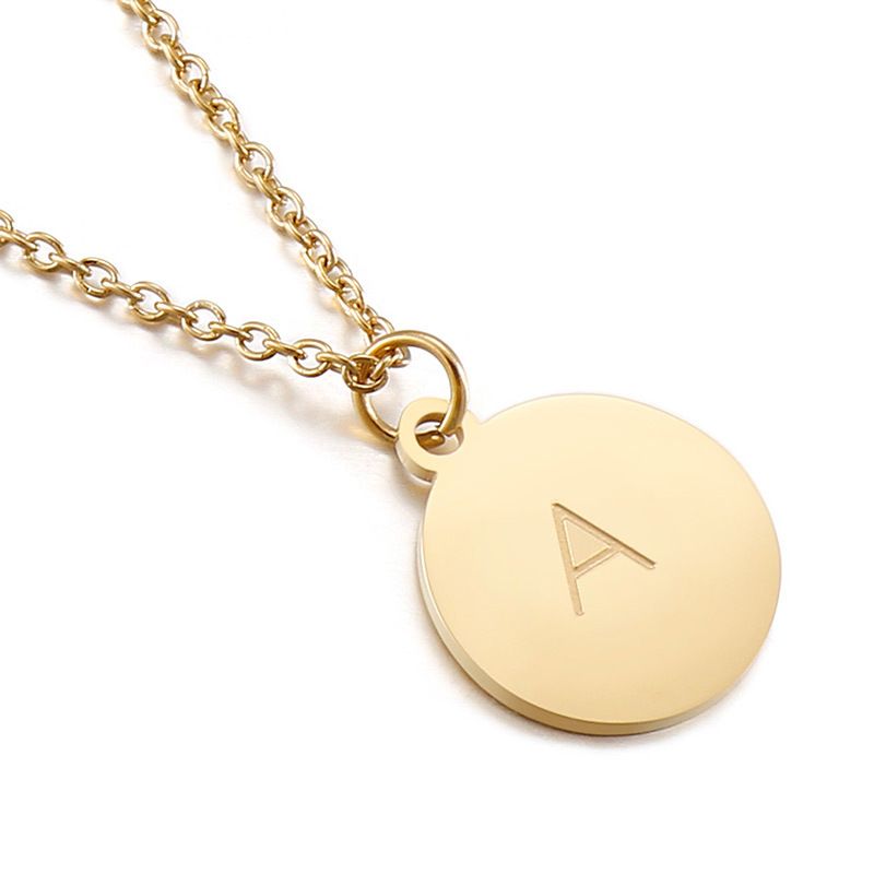 Acier Au Titane Plaqué Or 18K Mode Placage Lettre Pendentif