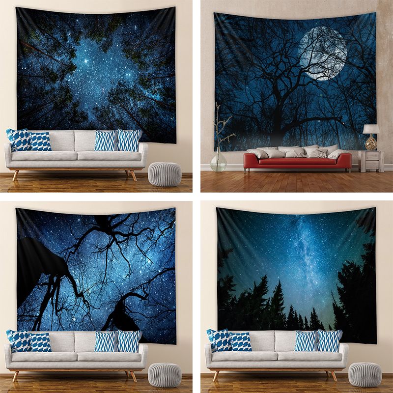 Night Starry Sky Forest Landscape Room Bedroom Tapestry Wholesale Nihaojewelry