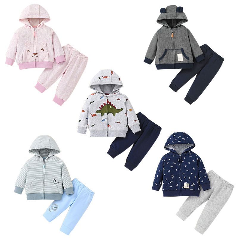 Fashion Children's Hooded Zipper Jacket Trousers Two-piece Set Wholesale Nihaojewelry