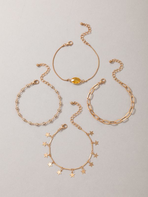 Fashion Creative Alloy Rhinestone Star Anklet Four-piece Wholesale Nihaojewelry
