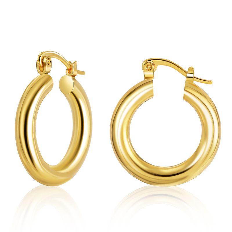 Clip D&#39;oreille Plaqué Cuivre Simple Cercle Épais Brillant En Gros Nihaojewelry