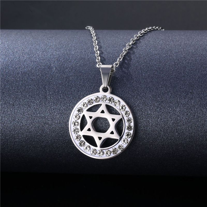 Cross-border Sold Jewelry Hip Hop Hexagram Necklace Trendy Women's Clay Diamond Necklace Pendant Short Xingx Clavicle Chain Accessories