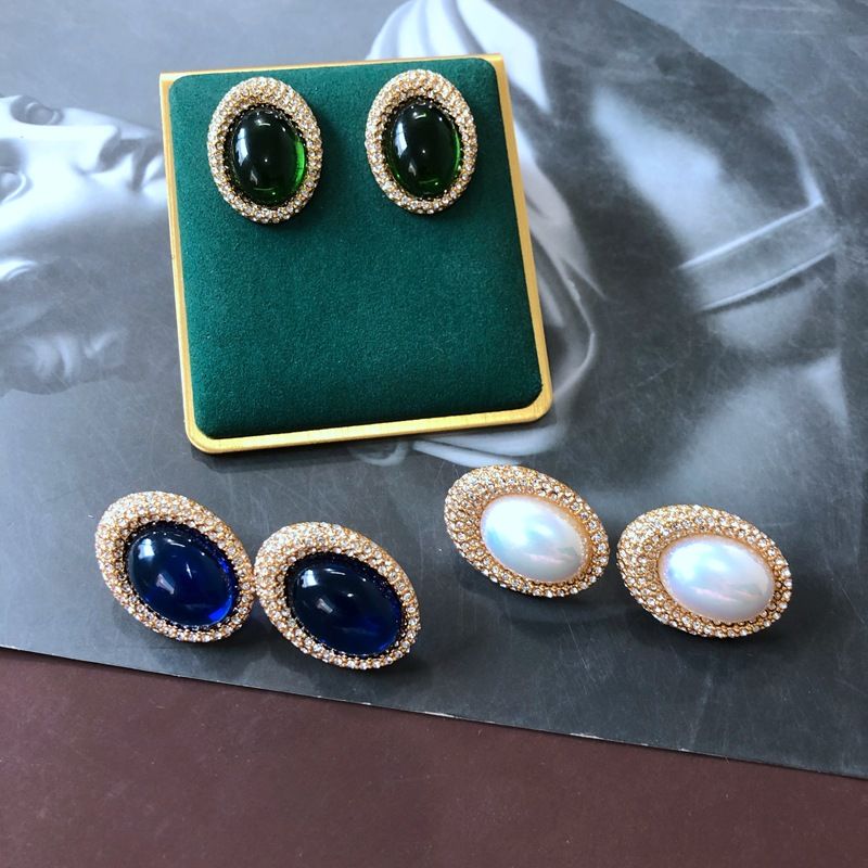 Baroque Pearl Color Gemstone Stud Earrings Wholesale Nihaojewelry