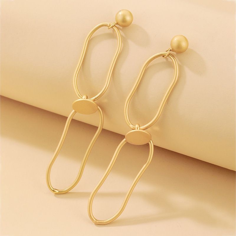 Simple Matte Geometric Long Metal Earrings Wholesale Nihaojewelry