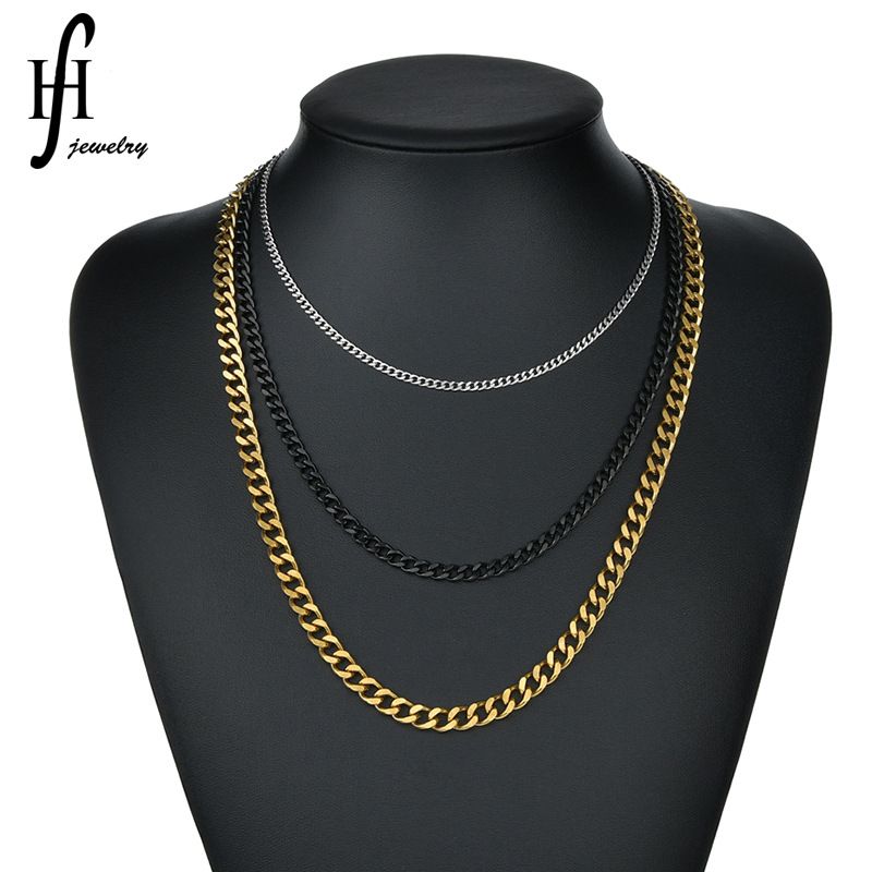 Simple Vintage Multi-layer Stainless Steel Hollow Chain Necklace Wholesale Nihaojewelry